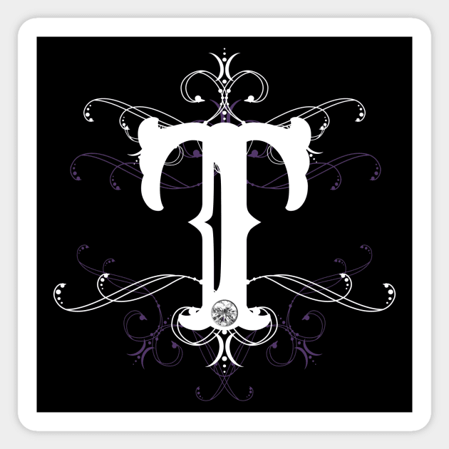 Monogram T Letter T Gothic Style Goth Ornament Sticker by xsylx